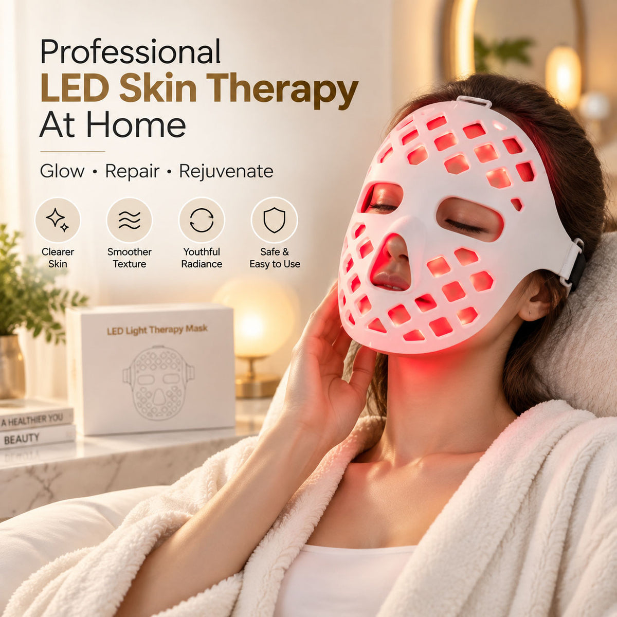 LumaGlow™ Silicone LED Light Therapy Face Mask