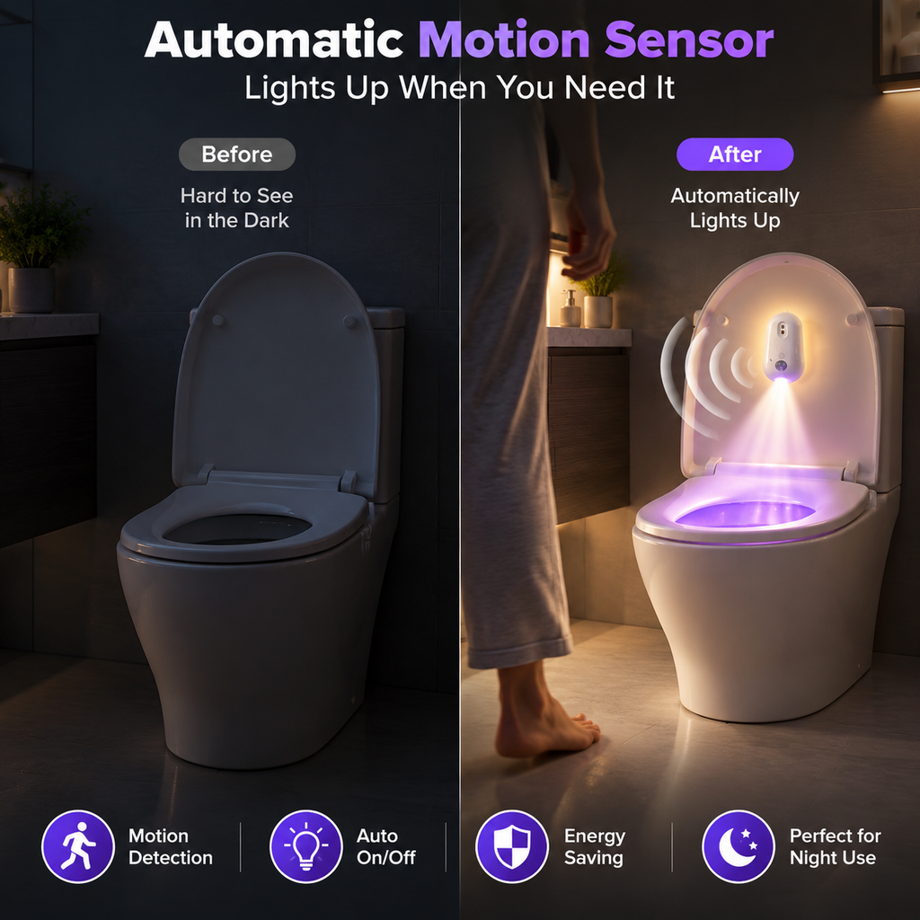 GlowGuard™ UV Sanitising Motion-Sensor Toilet Night Light