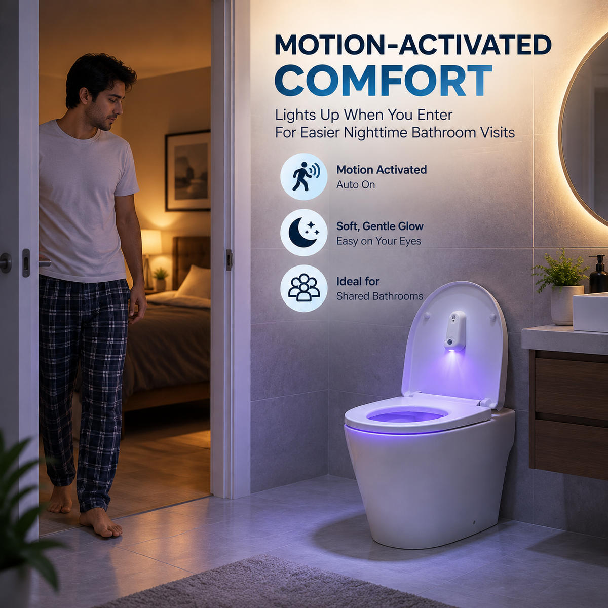 GlowGuard™ UV Sanitising Motion-Sensor Toilet Night Light