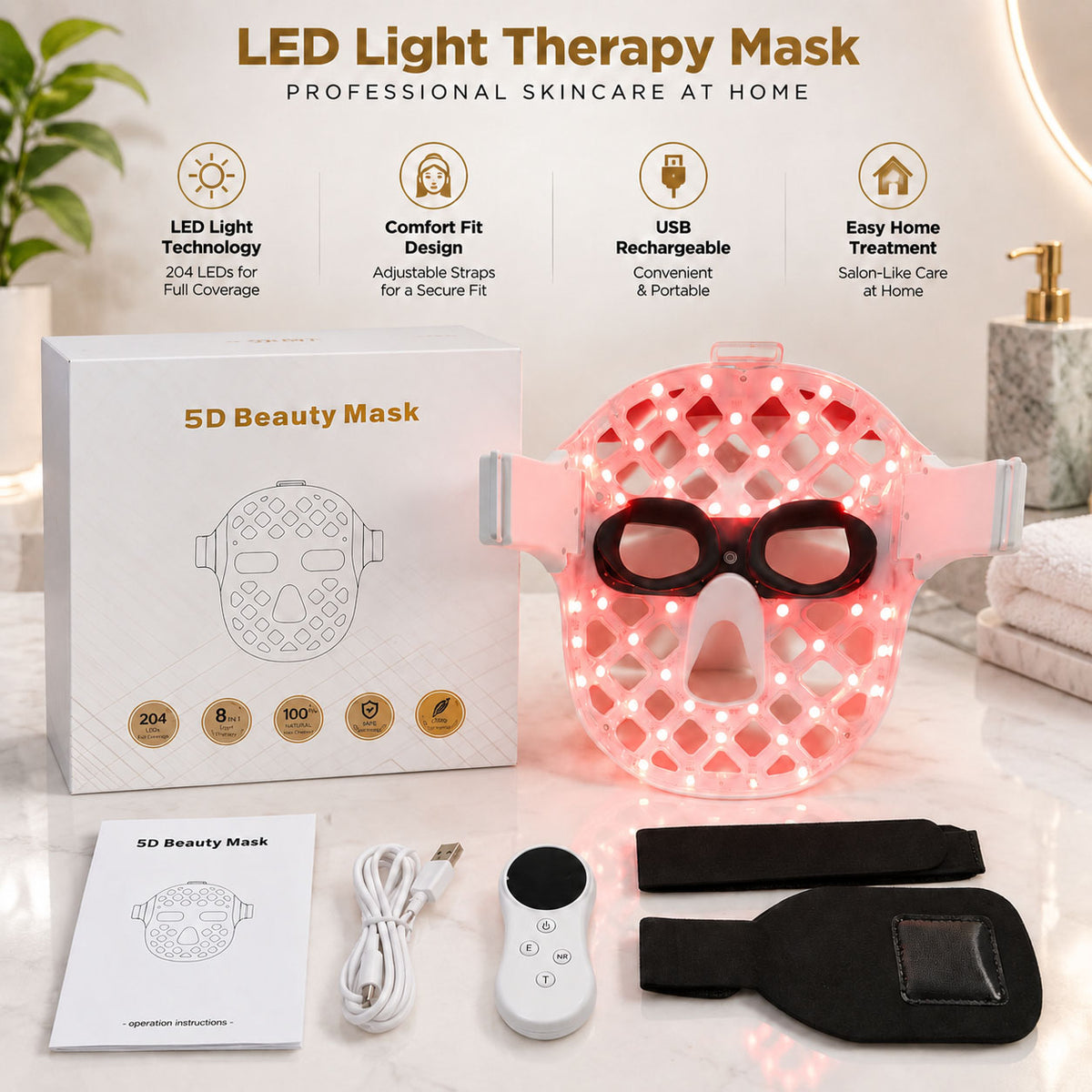 LumaGlow™ Silicone LED Light Therapy Face Mask