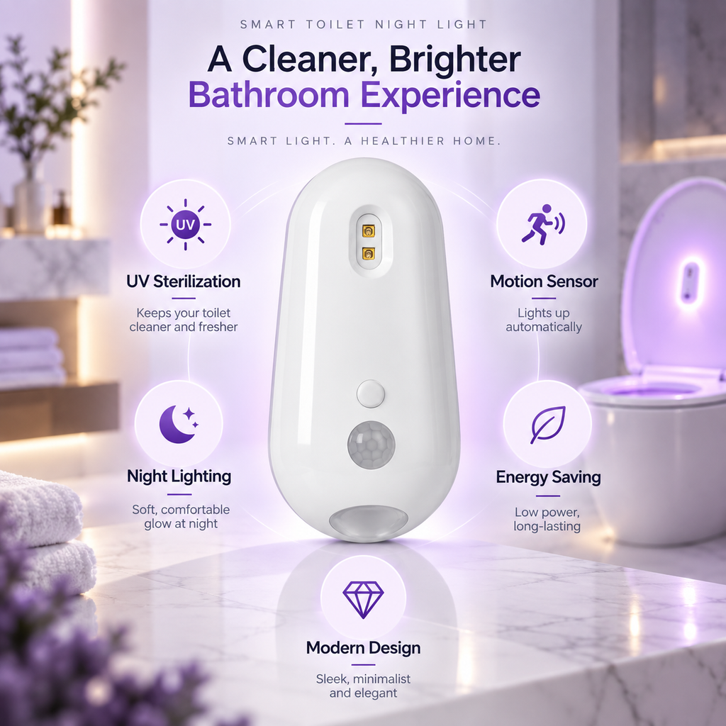 GlowGuard™ UV Sanitising Motion-Sensor Toilet Night Light
