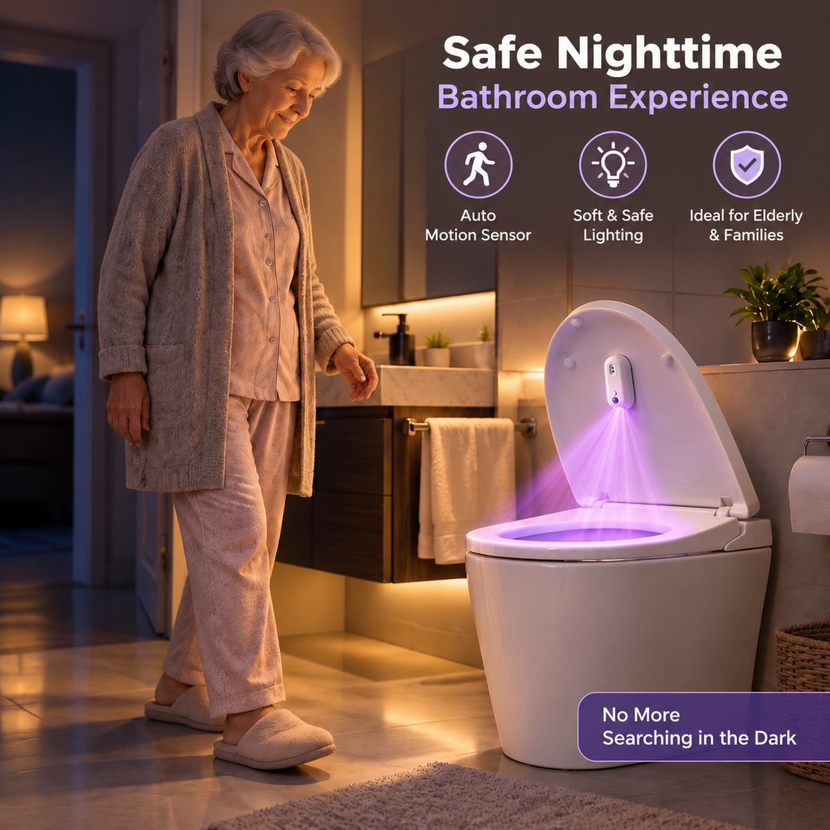 GlowGuard™ UV Sanitising Motion-Sensor Toilet Night Light