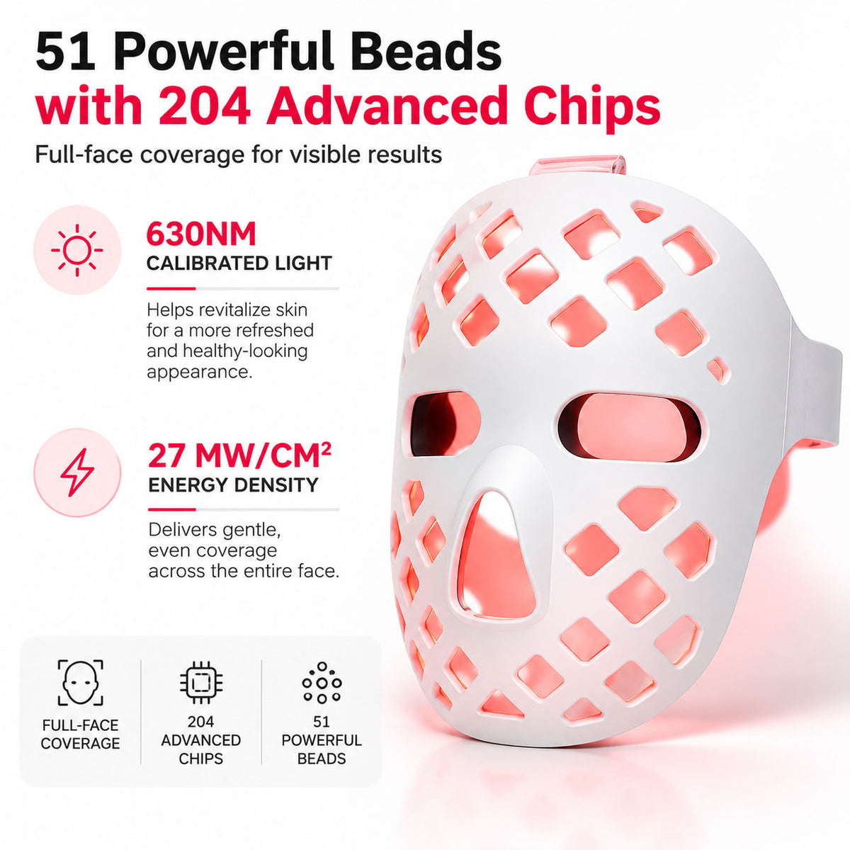 LumaGlow™ Silicone LED Light Therapy Face Mask