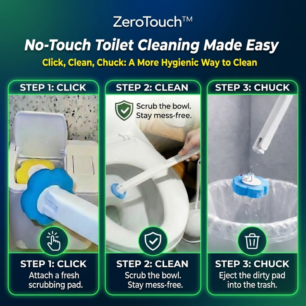 ZeroTouch™ Toilet Brush + 30 Replaceable Heads