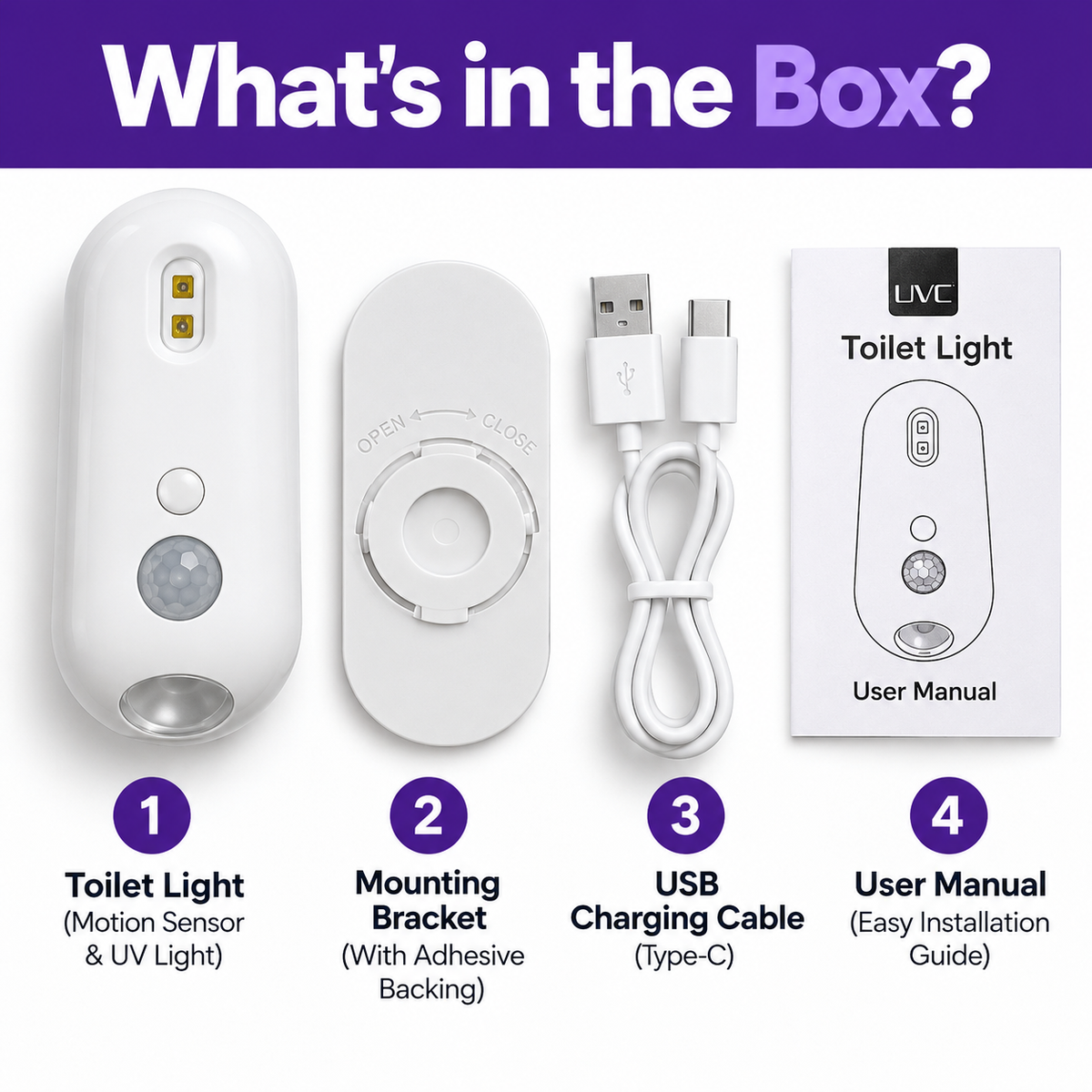 GlowGuard™ UV Sanitising Motion-Sensor Toilet Night Light